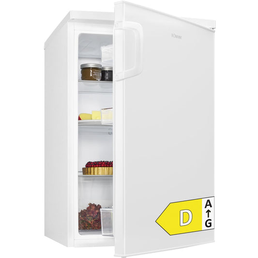Bomann® Fridge without Freezer | Energy Class D | 85 cm | Quiet 39 dB | 3 Shelves | Door Hinge Changeable | 133 L | Small Fridge with Vegetable Compartment | Standard Fridge | VS 2195.1 White