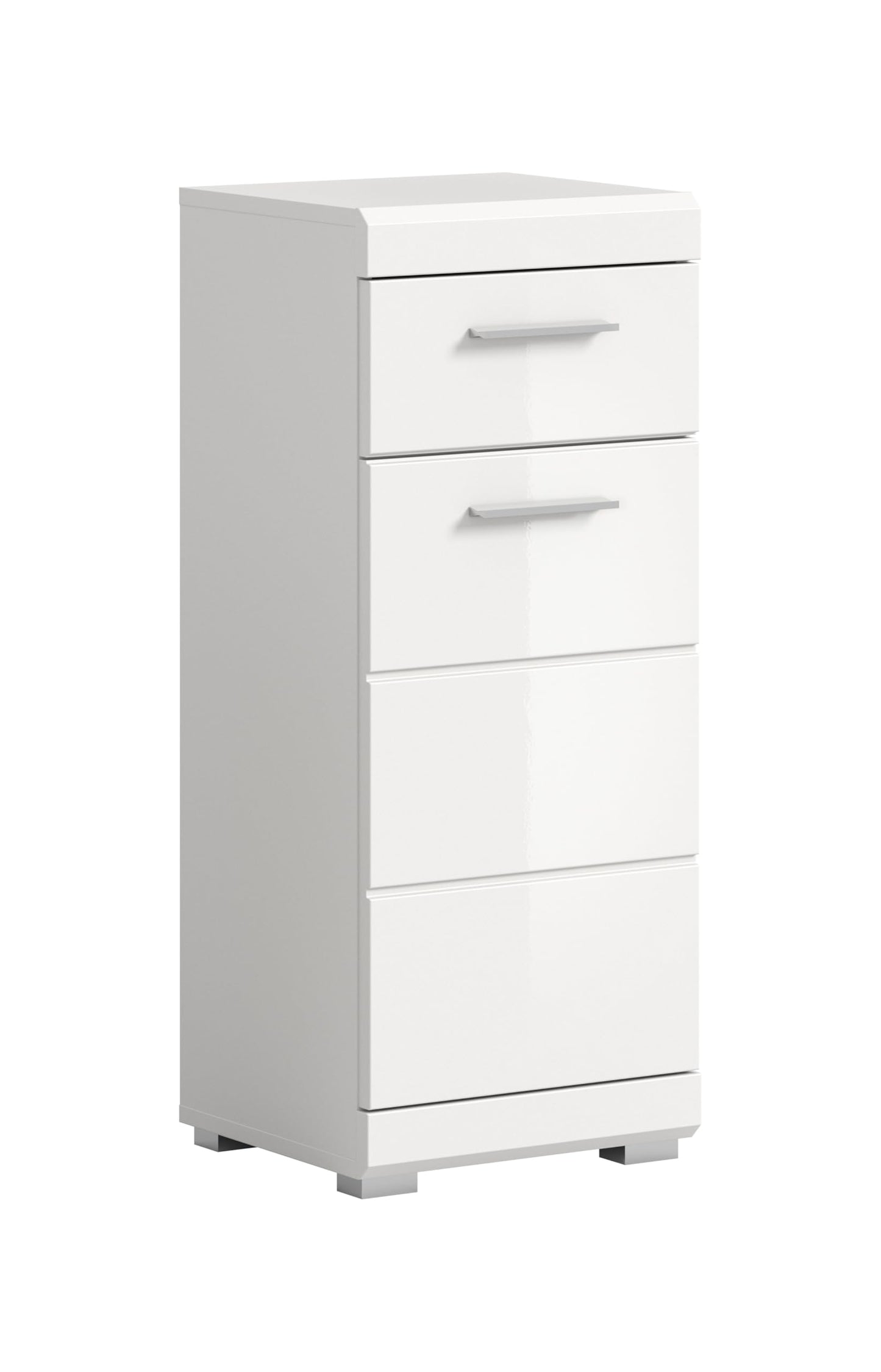 Badezimmer Scout X06B2723 Wall-Mounted Cupboard Wide Cabinet in Front White High Gloss Body Smoke Silver Nb. Approx. 74 x 79 x 24 cm