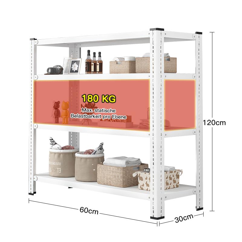 Screw Shelf Storage Rack Black 1080 kg Total Load 80 x 30 x 180 cm 6 Shelves (180 kg Base) Metal Stable