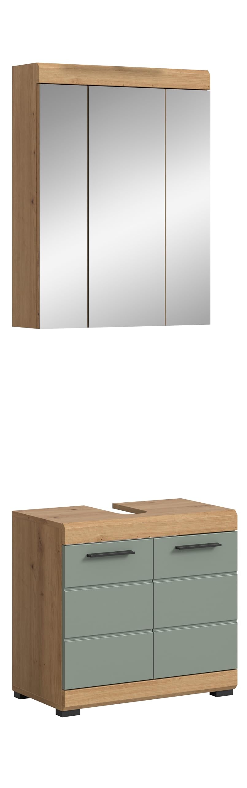 Badezimmer Scout X06B2723 Wall-Mounted Cupboard Wide Cabinet in Front White High Gloss Body Smoke Silver Nb. Approx. 74 x 79 x 24 cm