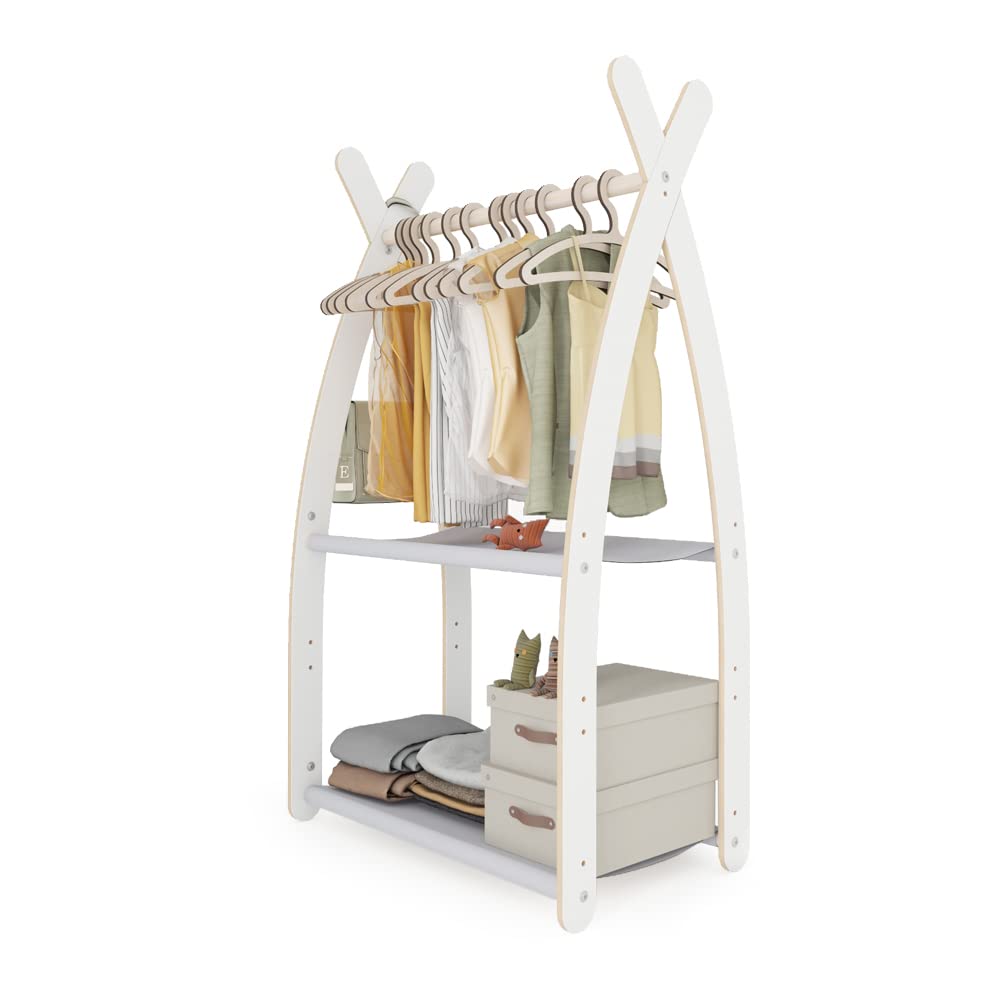 MAMOI® Children's Coat Stand 95 x 106 x 32 cm / 53 x 95 x 32 cm | Children's Wardrobe | Clothes Rail for Children | Wooden Rail | Wardrobe Wood for Children's Room | 100% Eco | Made in EU