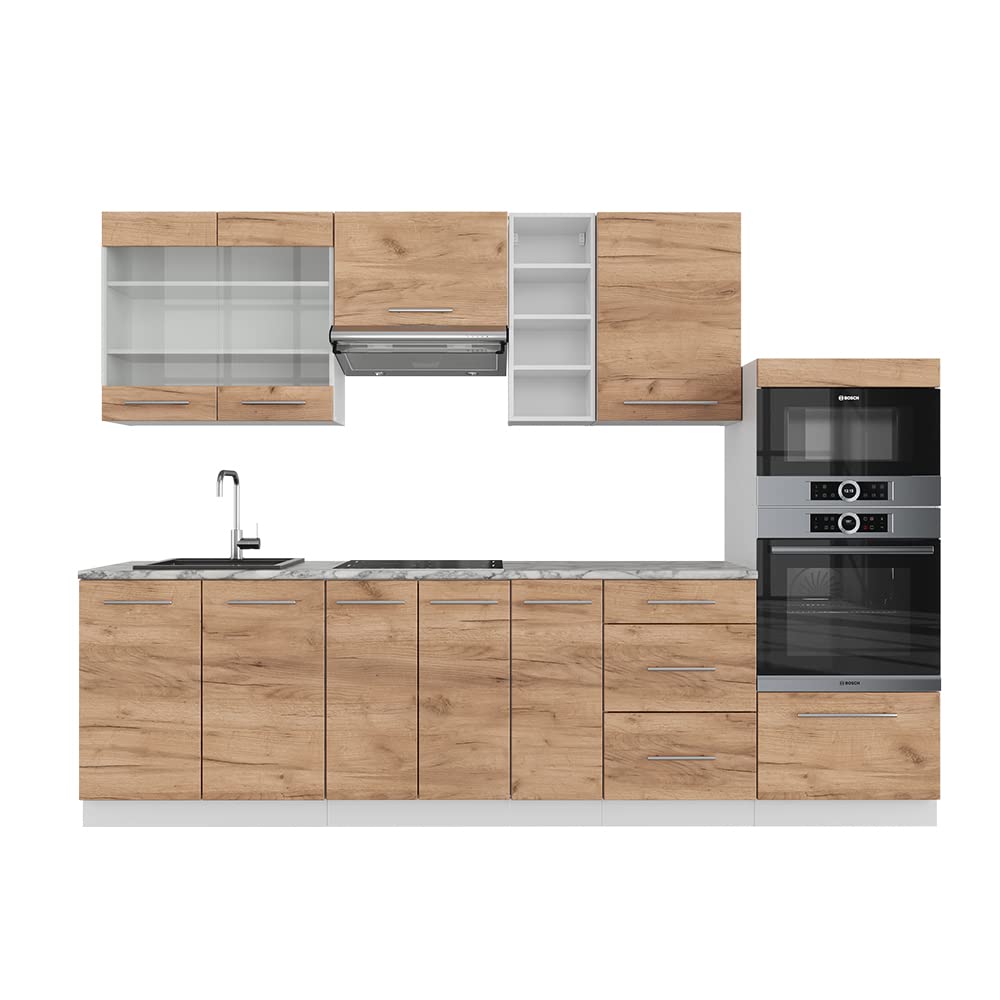 Vicco Fame-Line Kitchen Unit 280 cm without Worktop 280 cm High-Gloss Anthracite / White