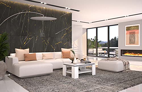 Hela Tische, Tim Coffee Table, Square Sofa Table, Melamine-Coated Wood Material, Coloured Table Wreath, Concrete Look/Anthracite, 68 x 68 x 41 cm