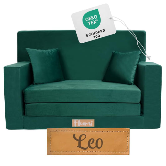 Flumi Personalised Children's/Teenager's Couch/Armchair/Sofa Bed, with Engraving of Child's Name, Play Sofa, Sleeping Chair, Bed Function, Children's Furniture, 92 x 40 x 60 cm, Microfibre (Grey)