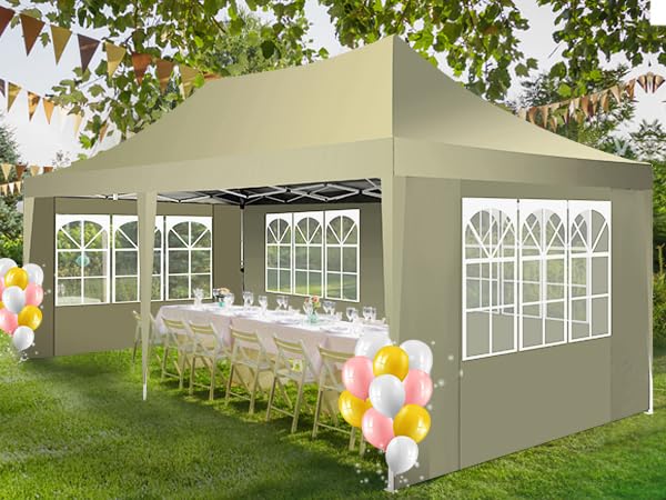 COBIZI Pavillon 3x6,Faltpavillon 3x6 Wasserdicht Stabil Winterfest, Sofort aufklappbare Vordächer Outdoor Gartenzelt mit 6 Seitenteilen, für Party Garten Festival, Weiß