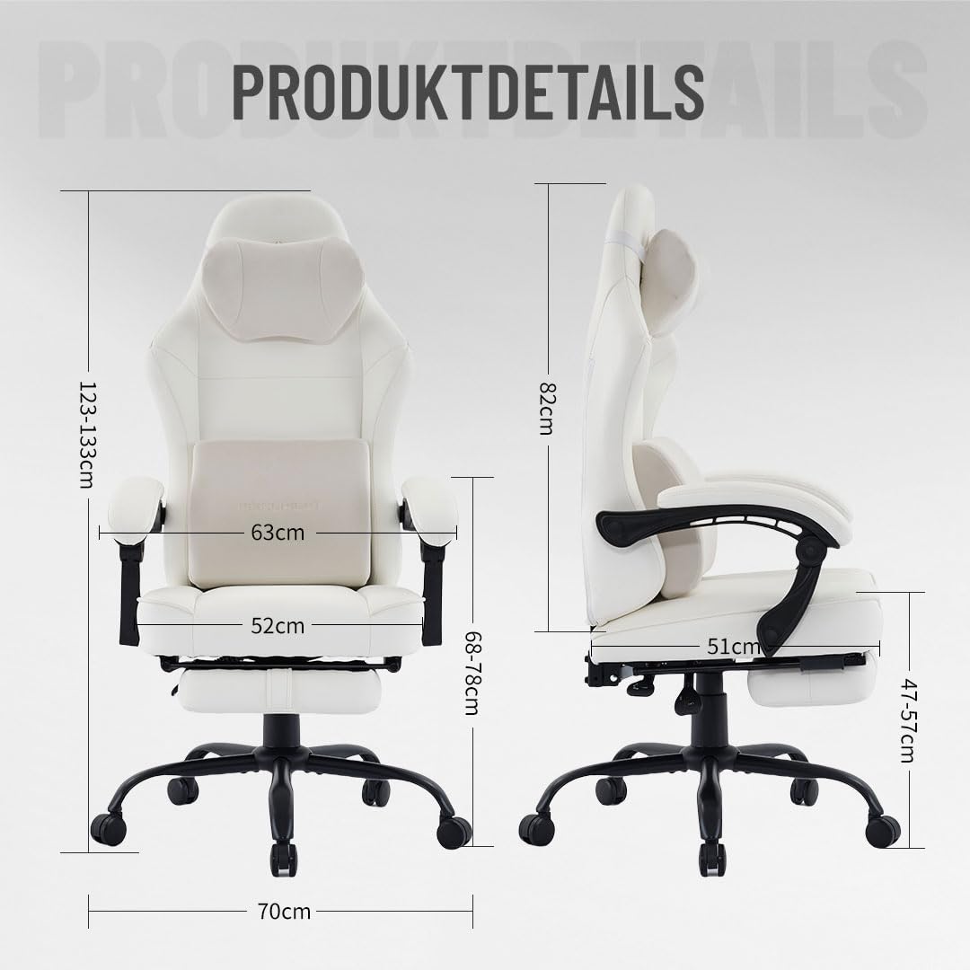 PixelPilot Ergonomic Gaming Chair [Breathable Fabric] Gaming Chair with Footrest, Head and Lumbar Support, Gamer PC Chair Wide Seat, Office Chair 150 kg Load Capacity (Nebula I, Grey)