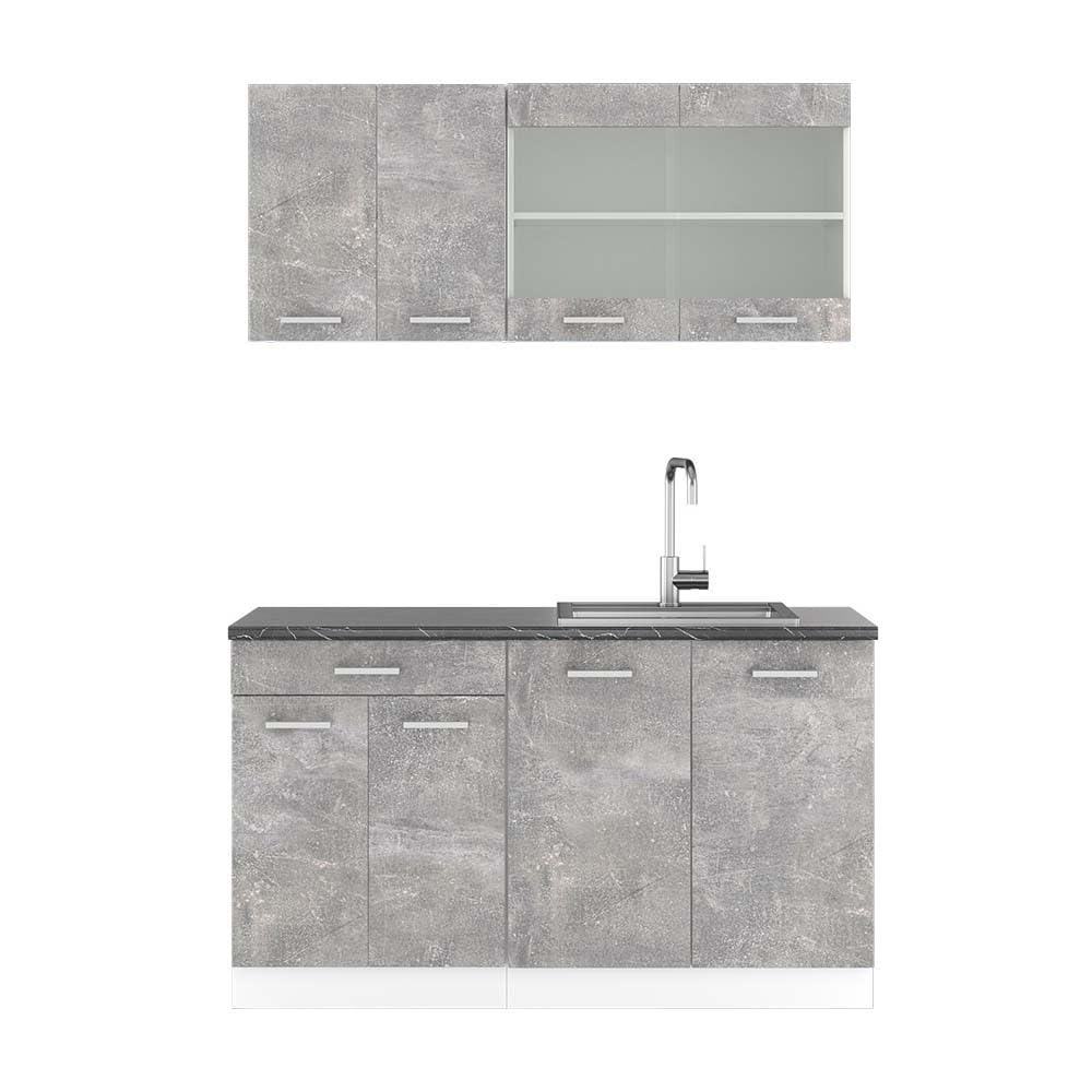 Vicco Single Kitchen R-Line, Blue/Grey/White, 140 cm, AP Anthracite