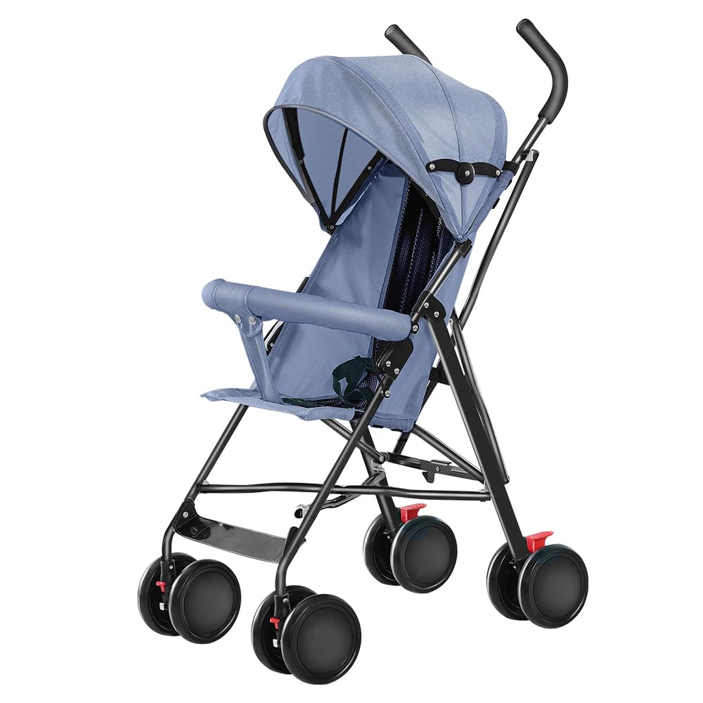Kindersportwagen,Zusammenklappbarer Kinderwagen,leicht modern klein Buggy mit Liegeposition,Liegefunktion,Ultraleicht (nur 4.5 kg),ideal für Reisen,bis 60 kg (Blau, 45 x 67 x 100cm)