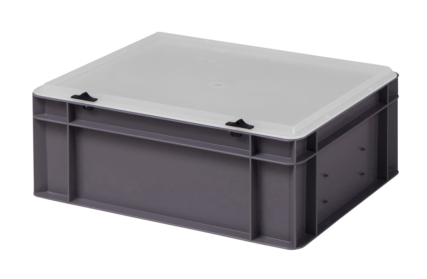 Design Eurobox Stacking Box Storage Container Plastic Box in 5 Colours and 16 Sizes with Transparent Lid (Matte) (Grey, 60 x 40 x 33 cm)