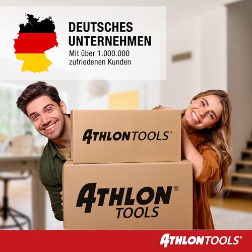 ATHLON TOOLS 4 x 60 L Storage Boxes with Lid, Food-Safe, Locking Clips, 100% New Material Plastic Box, Transparent, Clothes Boxes, Stackable
