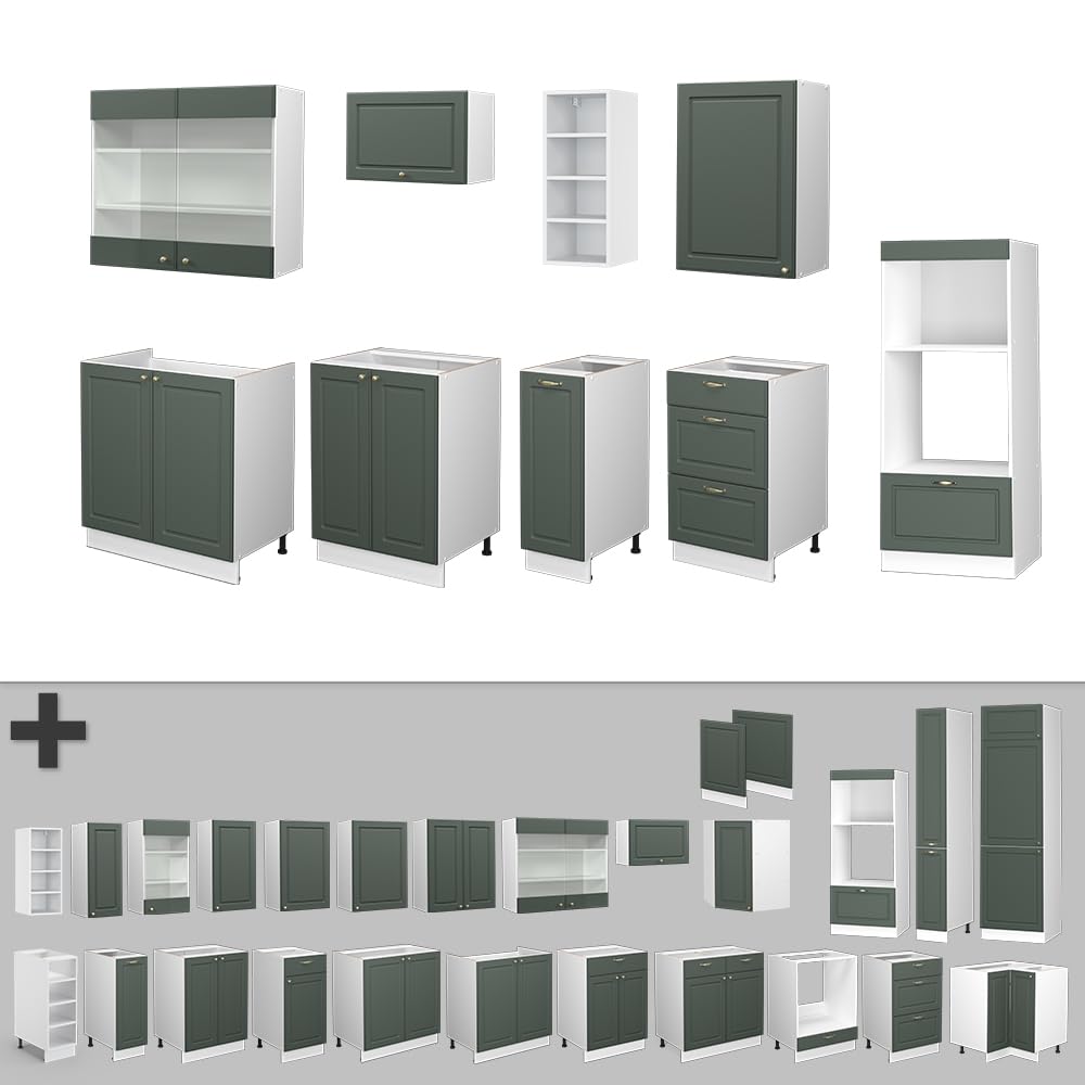 Vicco Fame-Line Kitchen Unit 280 cm without Worktop 280 cm High-Gloss Anthracite / White