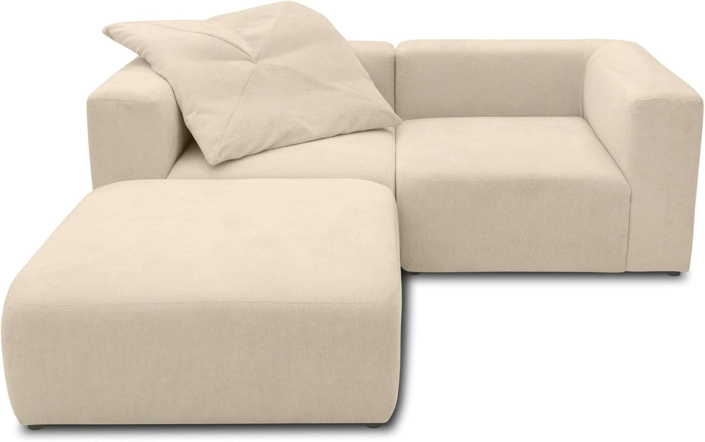 DOMO. collection Adrian Modular Sofa, 3-Seater Made of 2 x Corner Chairs and 1 x Chair, Big Sofa, Module Couch, 3 Upholstery Elements, 3-Seater Couch, 301 x 108 x 69 cm (W x D x H), Cream