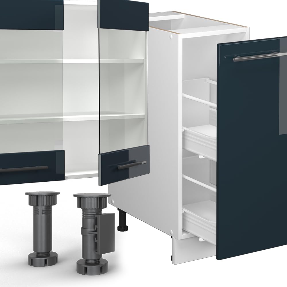 Vicco Fame-Line Kitchen Unit 280 cm without Worktop 280 cm High-Gloss Anthracite / White