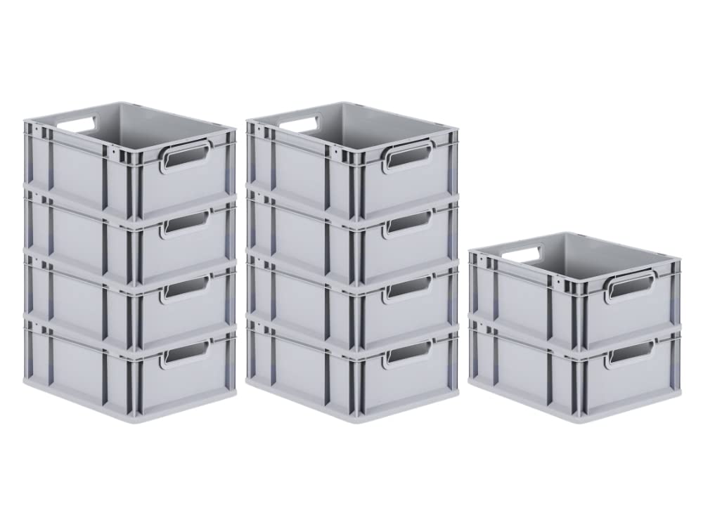 PROREGAL SuperSparSet 5 x Eurobox NextGen Economy | Closed Handles | H x W x D 17 x 30 x 40 cm | 16 Litres | Euro Container, Transport Box, Transport Container, Stacking Container