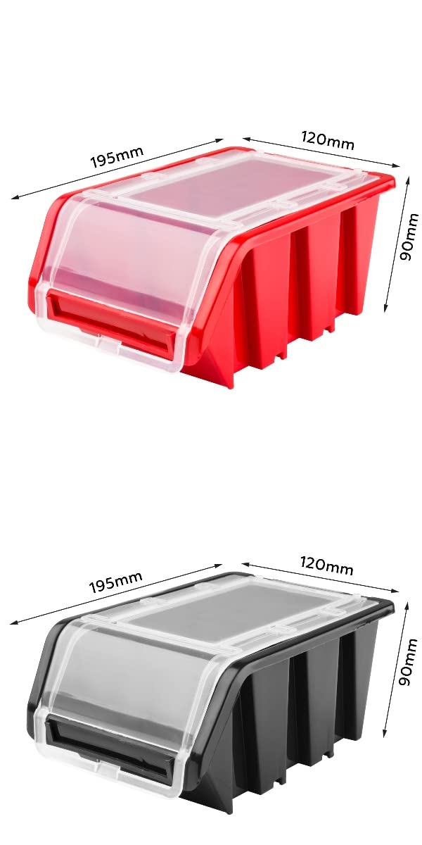 Storage System Workshop Shelving | 117 x 78 cm | Pack of 66 | Wall Shelf with Stacking Boxes - Wall Plates Extra Strong Chute Shelf Warehouse Hole Wall Storage Shelf Garage Shelf (3)