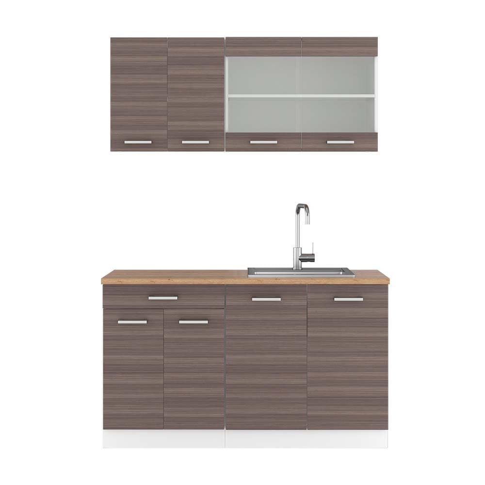 Vicco Single Kitchen R-Line, Blue/Grey/White, 140 cm, AP Anthracite