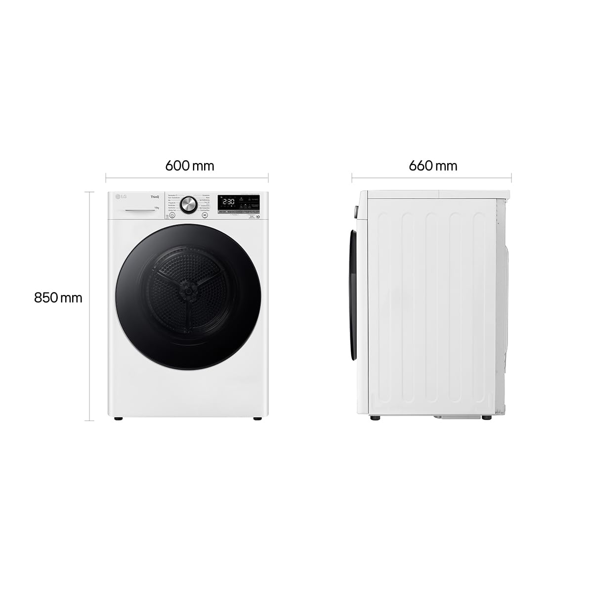LG RT80V9B, Class A+++, Tumble Dryer 8 kg, Heat Pump Dryer with Short Programme, Dry Sensor, Stainless Steel Drum Material, 60 x 69 x 85 cm, Black