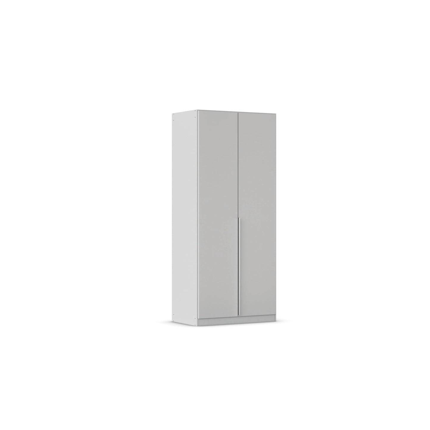 Rauch Möbel Alabama Hinged Door Wardrobe, White High Gloss / Grey, 2 Doors, Includes Basic Accessory Pack of 1 Clothes Rail and 1 Shelf, 91 x 210 x 54 cm (W x H x D)