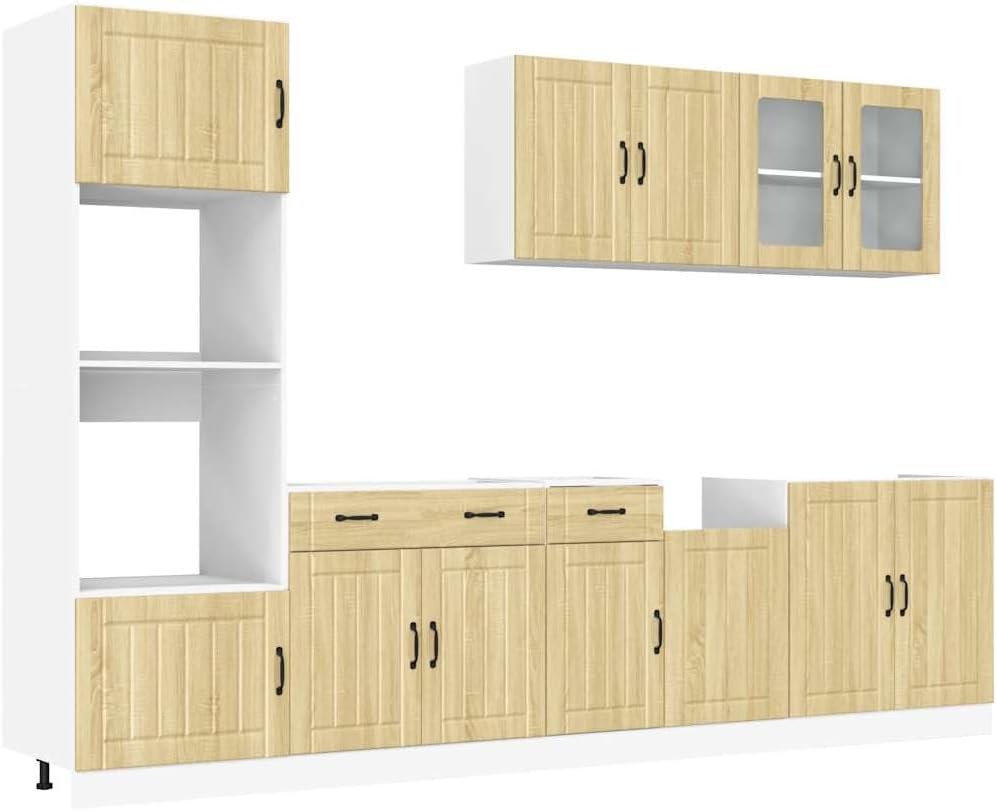 Lucca 7-Piece Kitchen Cabinet Set without Electrical Appliances High Gloss White Wood Material