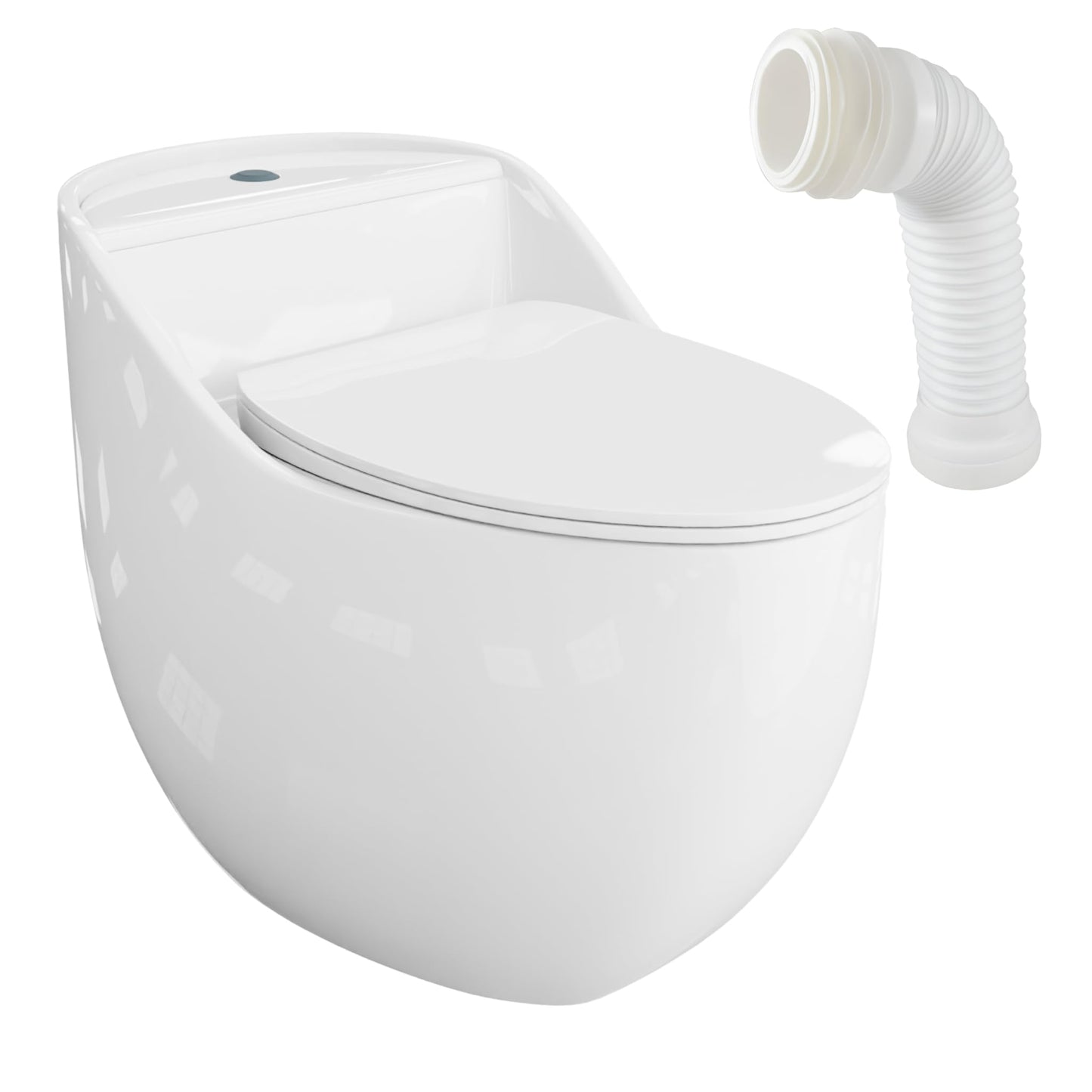 LAVITA Einteilige Stand-WC Mit Eingebautem Spülkasten SILIA RIM BLACK/GOLD LINE | Deckel Mit Absenkautomatik | Keramik Toilette Spülrandlos | Toilettenbecken Stehend + Anschlussstück