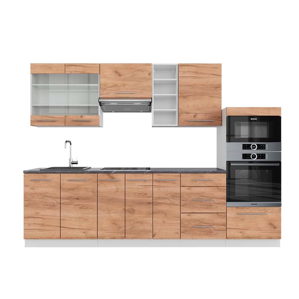 Vicco Fame-Line Kitchen Unit 280 cm without Worktop 280 cm High-Gloss Anthracite / White