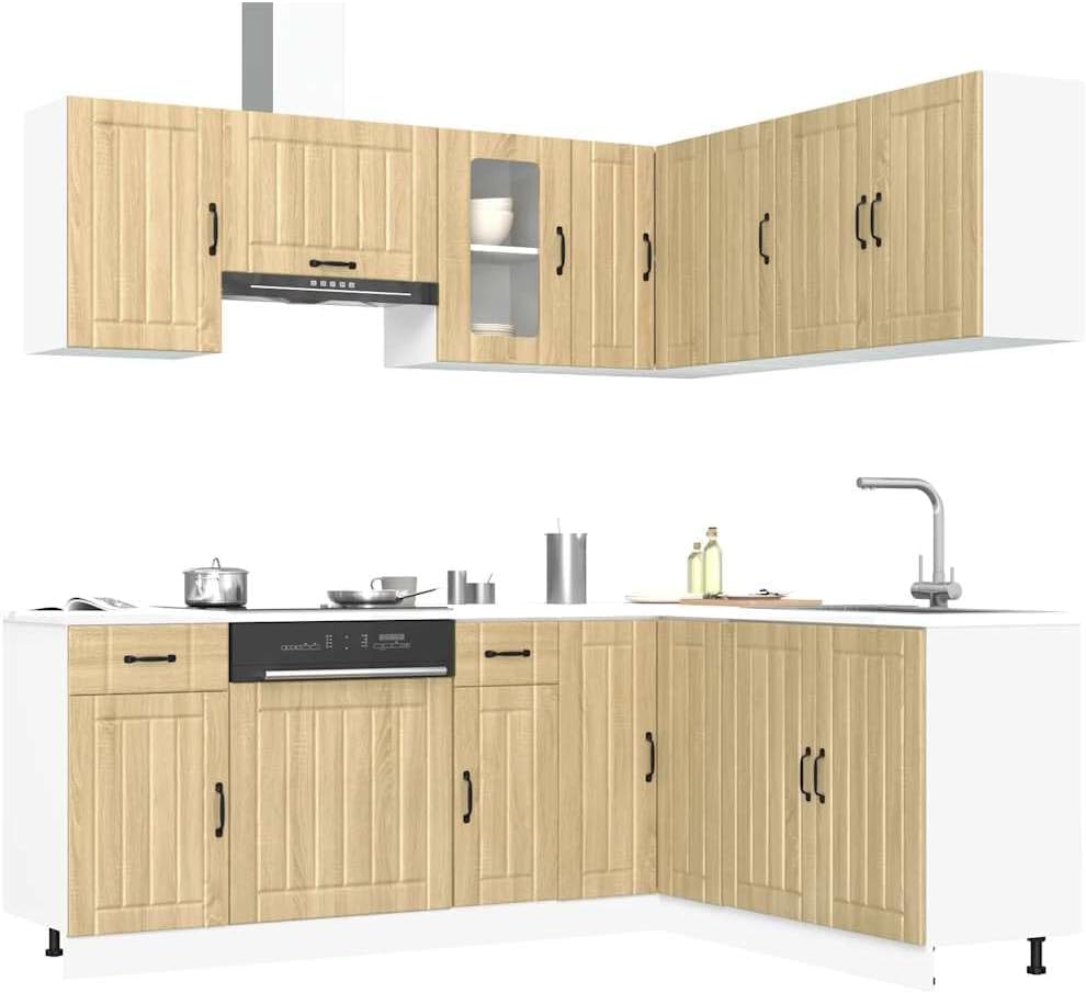Lucca 7-Piece Kitchen Cabinet Set without Electrical Appliances High Gloss White Wood Material