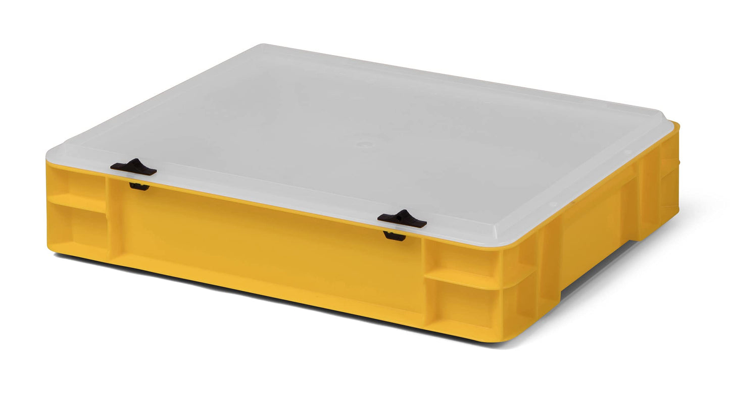 Design Eurobox Stacking Box Storage Container Plastic Box in 5 Colours and 16 Sizes with Transparent Lid (Matte) (Grey, 60 x 40 x 33 cm)