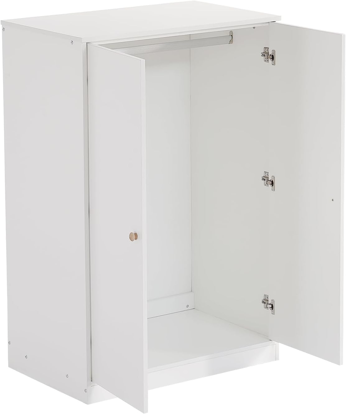 Small Wardrobe with Rail 2 Door Wardrobe Bedroom Living Room Kids Wardrobe MDF White