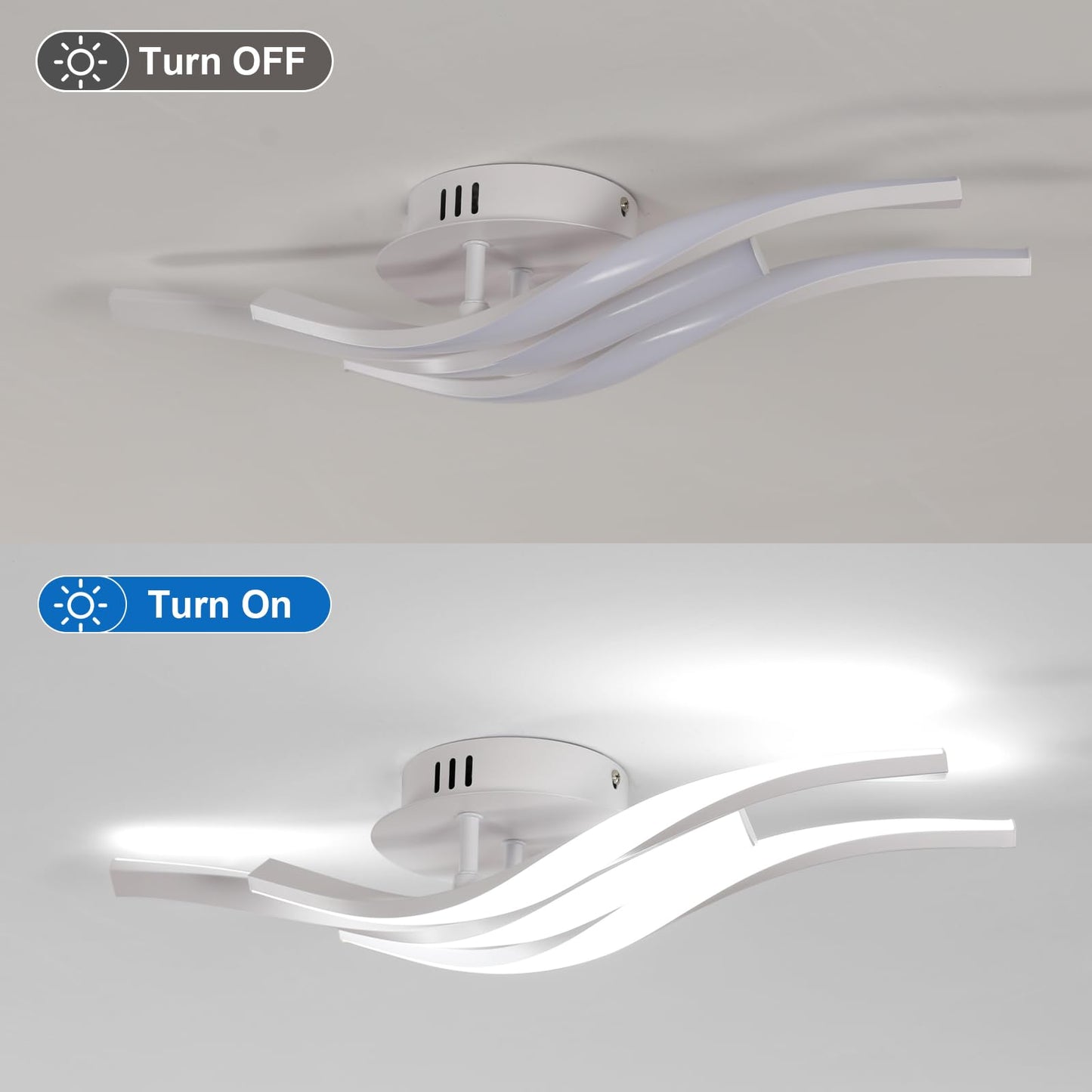 LED Ceiling Light, Kitchen Ceiling Light, Bedroom, 18 W 1620 LM Ceiling Light Living Room, 6500 K Cold White, 3 LEDs, Suitable for Bedroom, Dining Table, Hallway Lamp Ceiling, Balcony, Diameter 54 cm