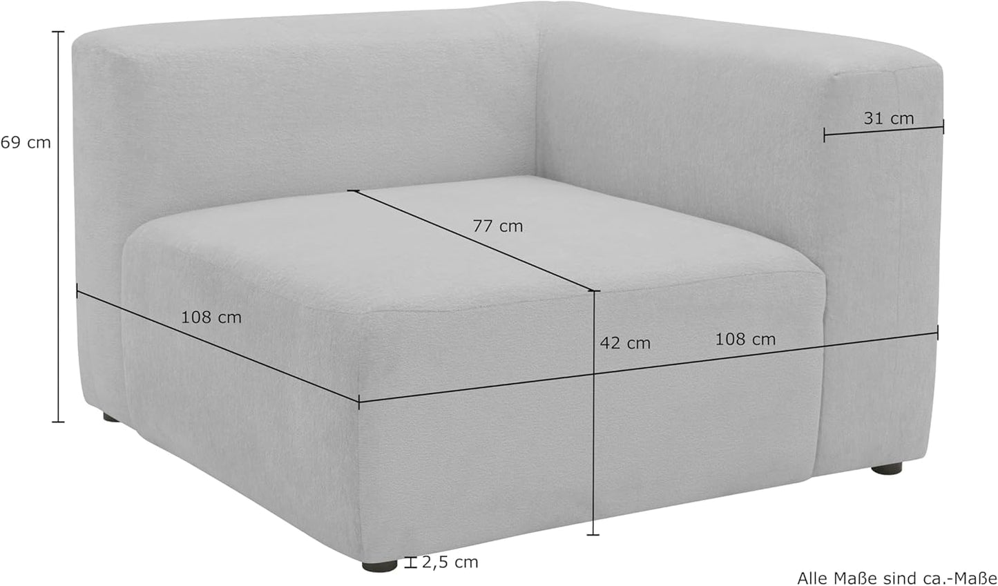 DOMO. collection Adrian Modular Sofa, 3-Seater Made of 2 x Corner Chairs and 1 x Chair, Big Sofa, Module Couch, 3 Upholstery Elements, 3-Seater Couch, 301 x 108 x 69 cm (W x D x H), Cream