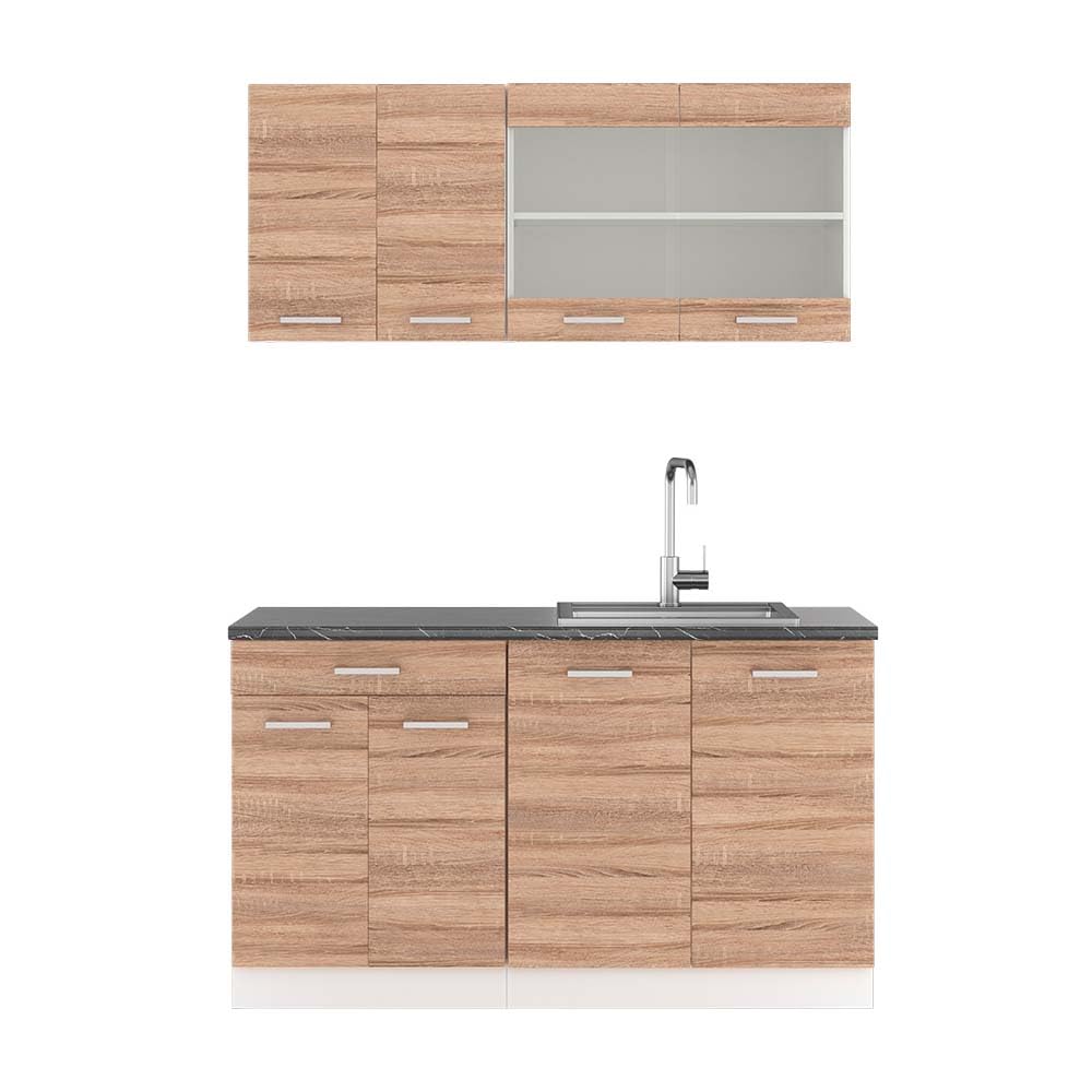 Vicco Single Kitchen R-Line, Blue/Grey/White, 140 cm, AP Anthracite