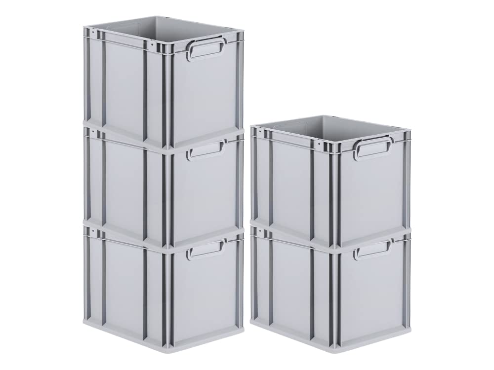 PROREGAL SuperSparSet 5 x Eurobox NextGen Economy | Closed Handles | H x W x D 17 x 30 x 40 cm | 16 Litres | Euro Container, Transport Box, Transport Container, Stacking Container