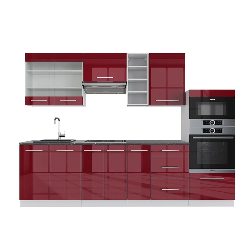 Vicco Fame-Line Kitchen Unit 280 cm without Worktop 280 cm High-Gloss Anthracite / White