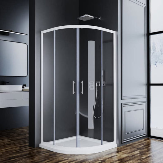 Shower Cubicle Black Double Sliding Door with Corner Entry 75 x 75 cm Shower Screen Sliding Doors Shower Enclosure 6 mm Tempered Glass Height 185 cm Shower Door