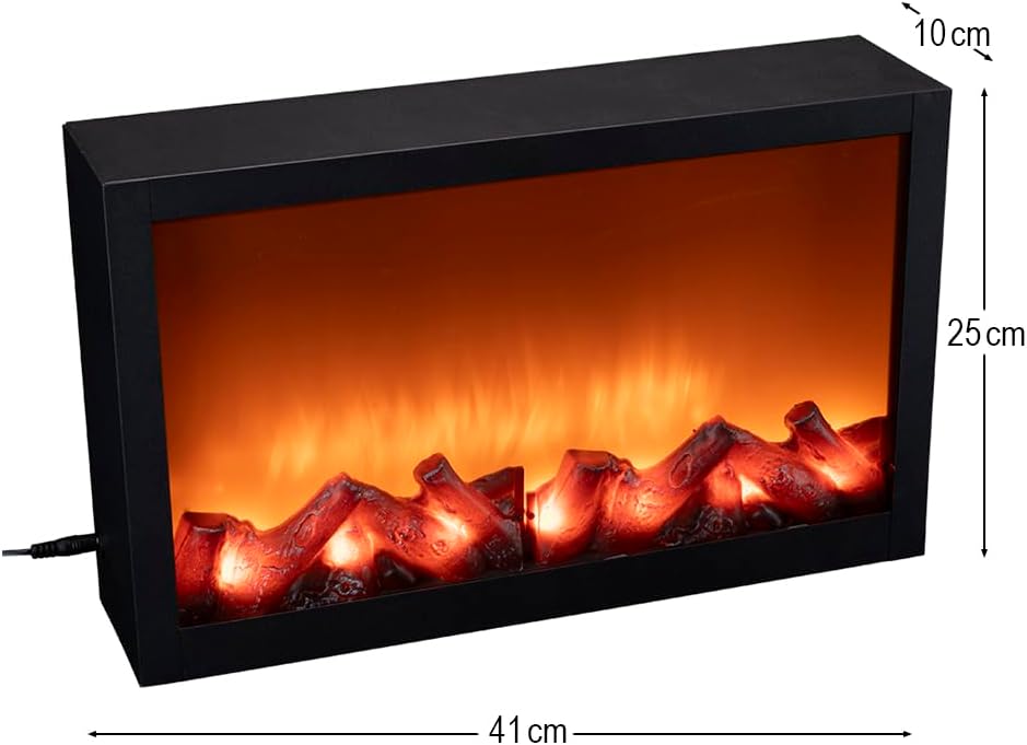 Ideen mit Herz LED Fireplace, Decorative Fireplace, Electric, Without Heating, Realistic Fire/Flame Effect, 41 x 10 x 25 cm, with Timer Function (6 Hours ON, 18 Hours Off)