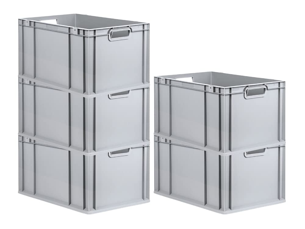 PROREGAL SuperSparSet 5 x Eurobox NextGen Economy | Closed Handles | H x W x D 17 x 30 x 40 cm | 16 Litres | Euro Container, Transport Box, Transport Container, Stacking Container