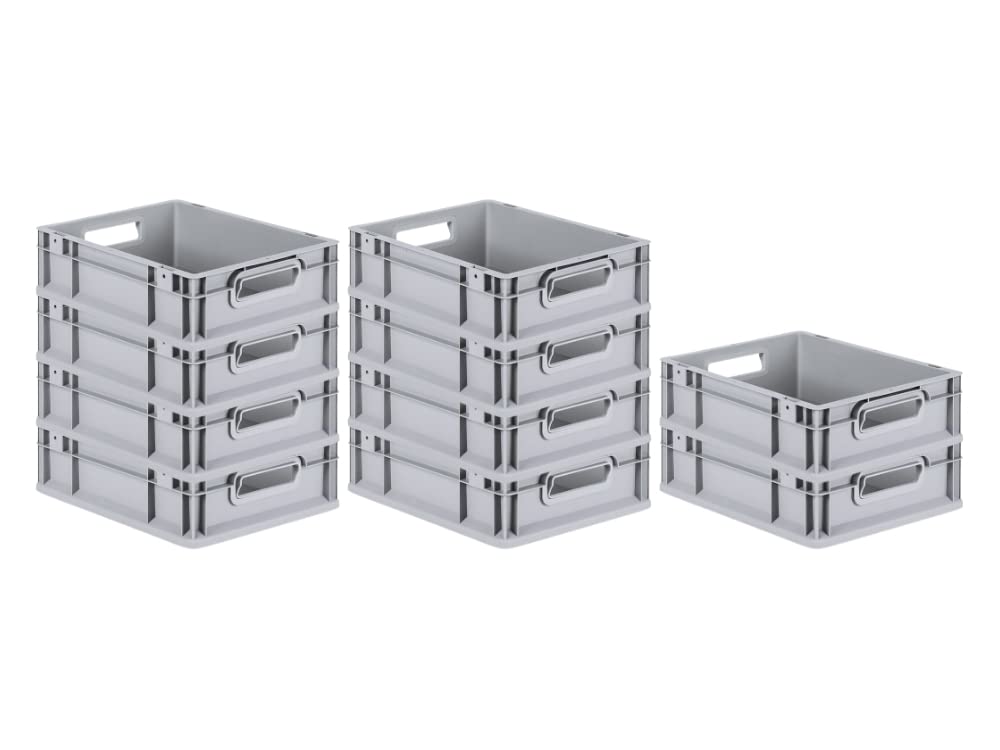 PROREGAL SuperSparSet 5 x Eurobox NextGen Economy | Closed Handles | H x W x D 17 x 30 x 40 cm | 16 Litres | Euro Container, Transport Box, Transport Container, Stacking Container