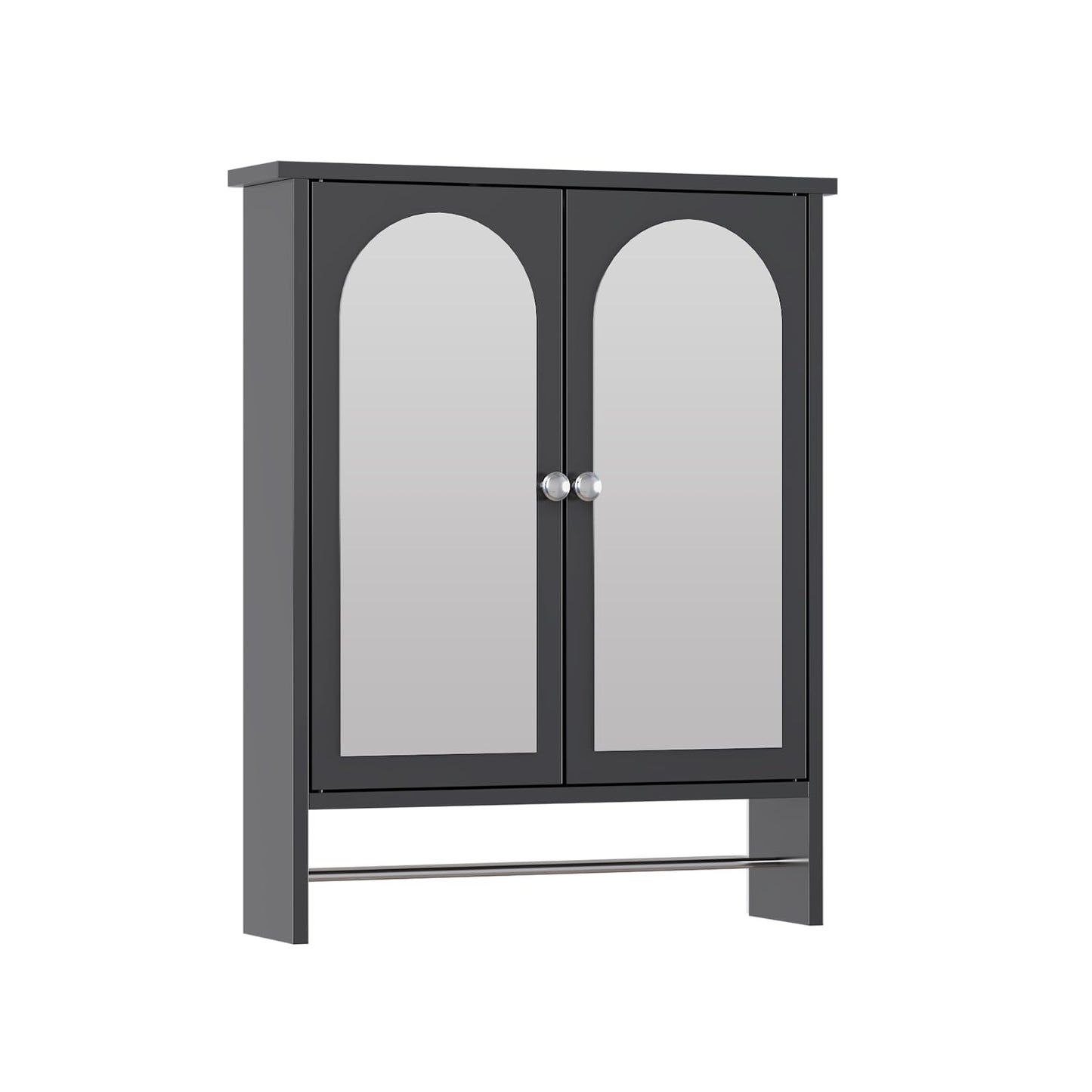 Bathroom Mirror Cabinet with 2 Doors, Wall Cabinet for Over the Toilet, Surface-Mounted Kitchen Wall Cabinet, Wall Cabinet with Shelves, Multifunctional Bathroom Cabinet, Natural