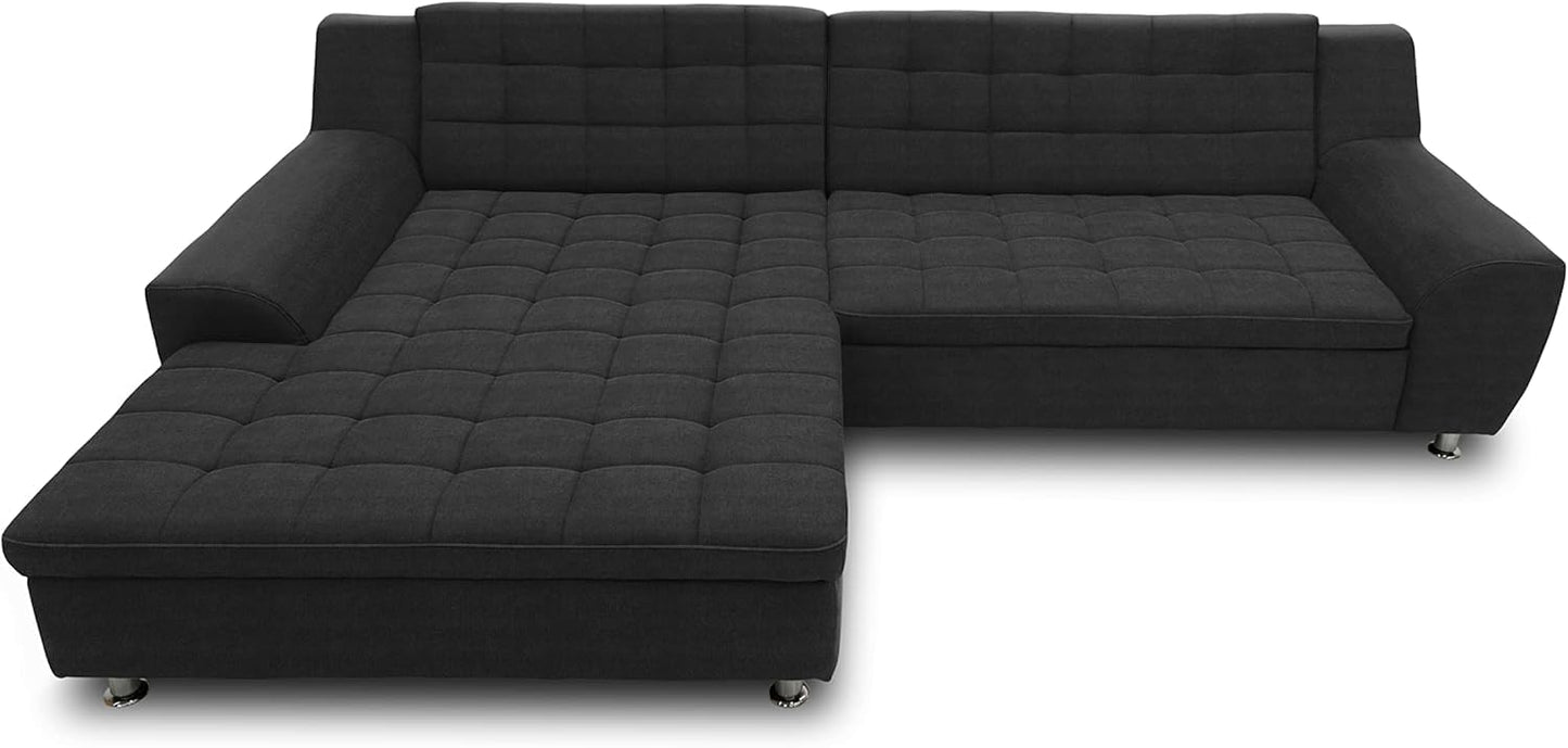 DOMO. collection Merida Corner Sofa, Sofa with Sleep Function in L-Shape, Corner Couch with Bed Box, Sofa Bed 304 x 200 x 84 cm (W x D x H), Beige