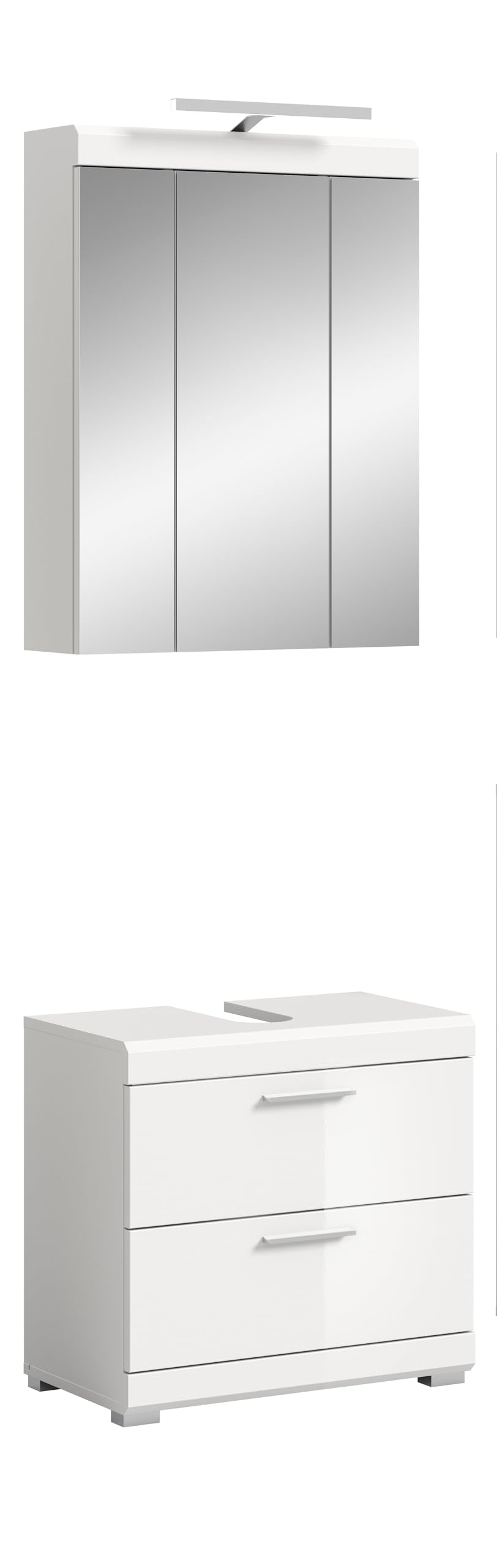 Badezimmer Scout X06B2723 Wall-Mounted Cupboard Wide Cabinet in Front White High Gloss Body Smoke Silver Nb. Approx. 74 x 79 x 24 cm