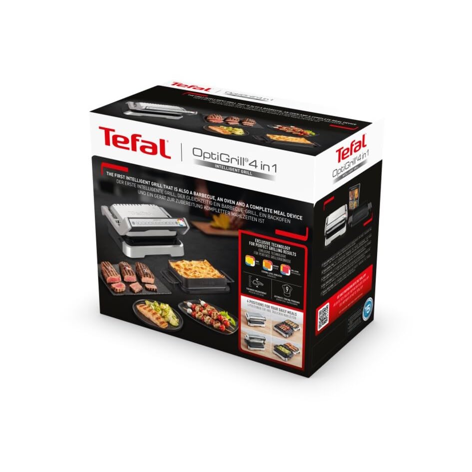 Tefal OptiGrill Elite XL Kontaktgrill, 16 Programme, Digitales Display mit Garstufenanzeige, abnehmbare XL-Platten, Grillboost-Funktion, intuitive Bedienung, Elektrogrill, Edelstahl, GC760D12
