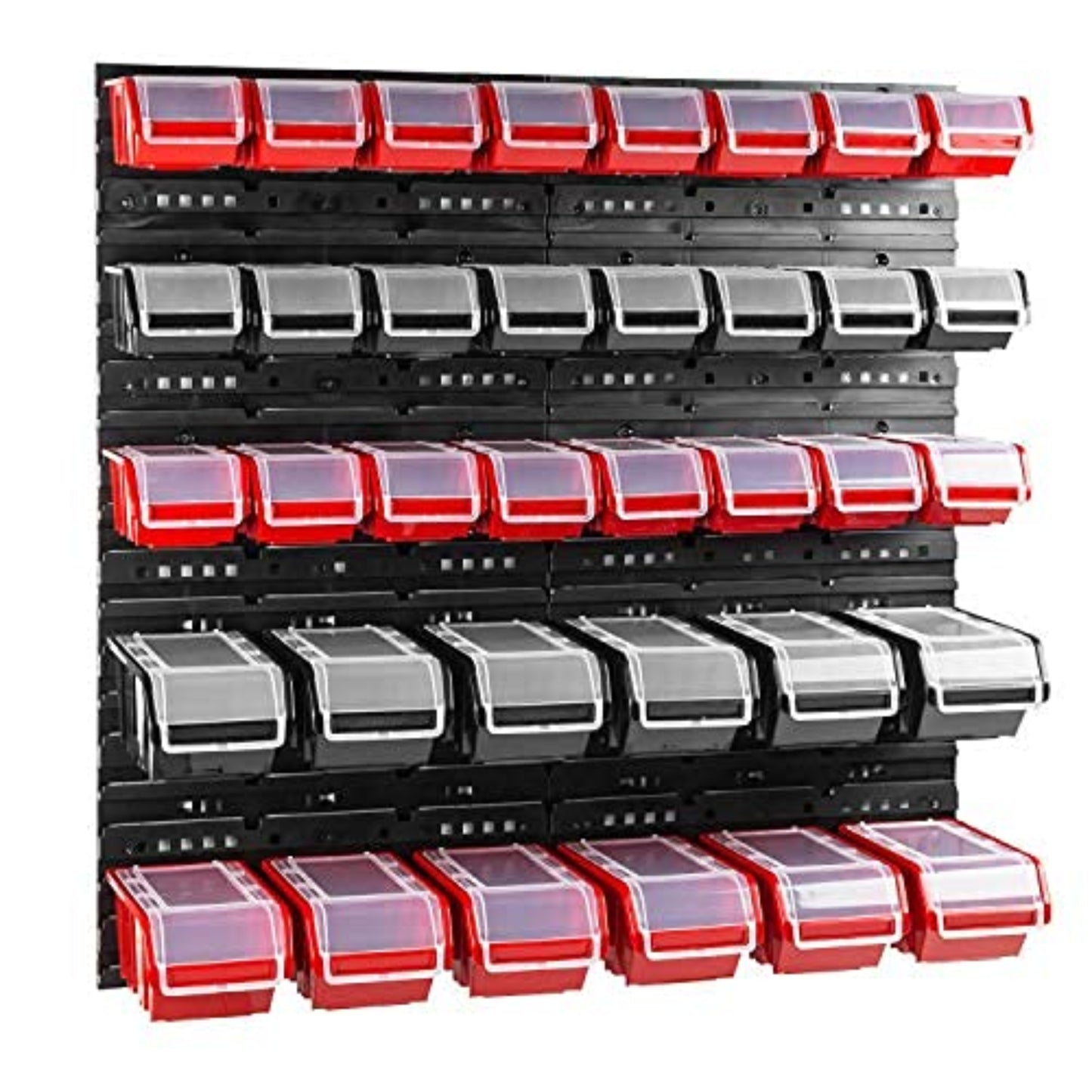 Box with Lid + Wall Shelf, 80 x 80 cm, Stacking Boxes, Storage System, Blue / Black / Red