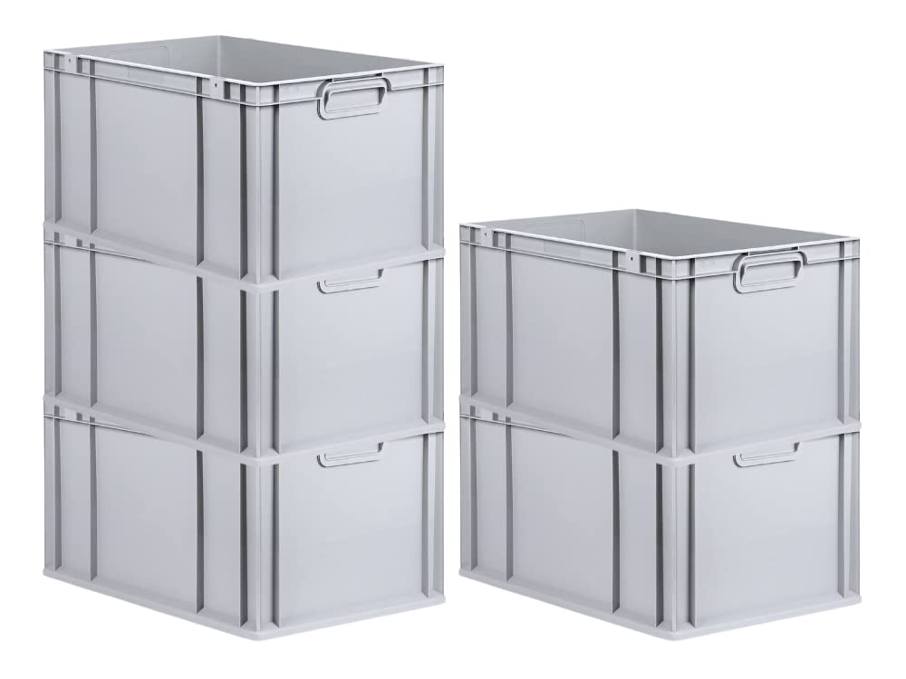 PROREGAL SuperSparSet 5 x Eurobox NextGen Economy | Closed Handles | H x W x D 17 x 30 x 40 cm | 16 Litres | Euro Container, Transport Box, Transport Container, Stacking Container