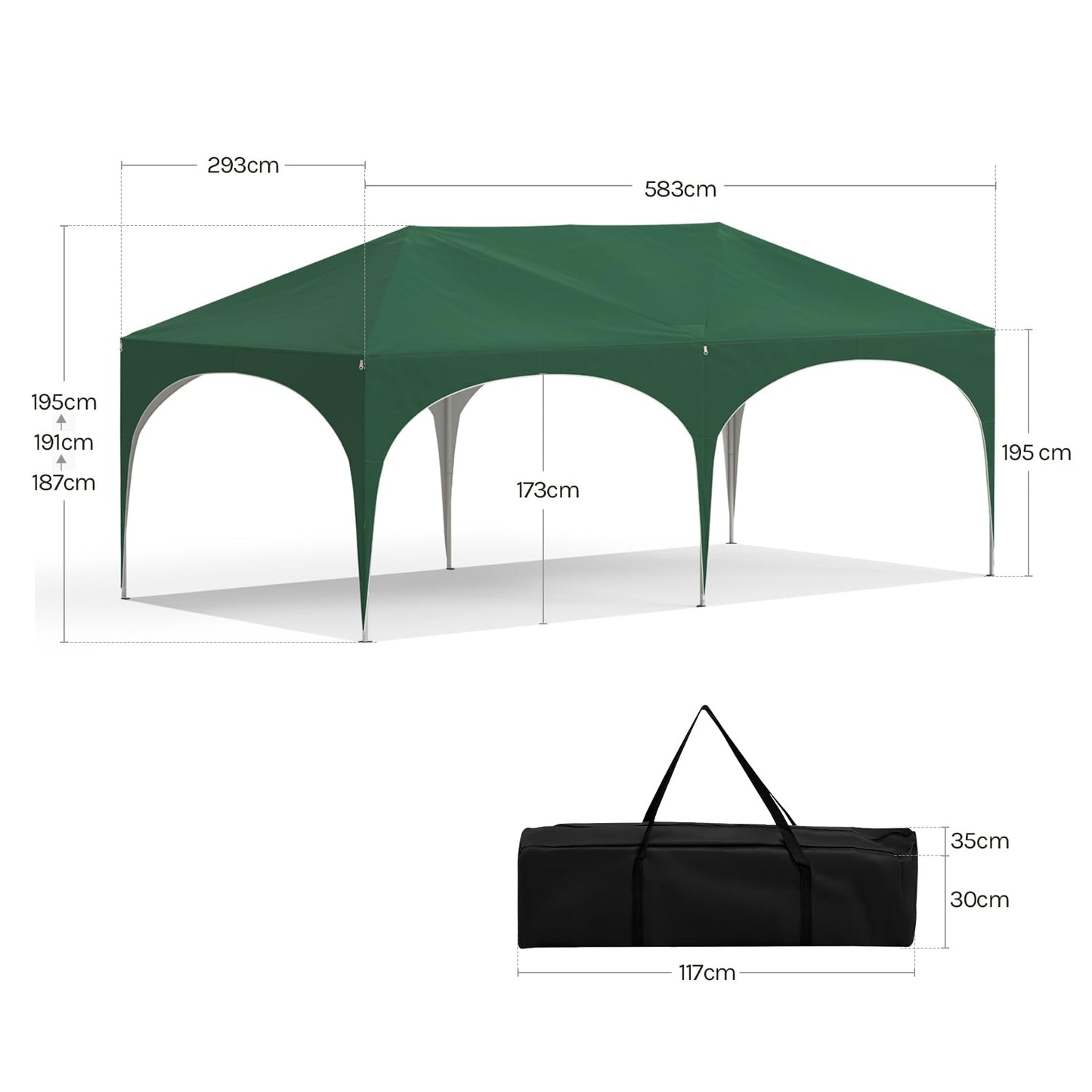 WOLTU Gazebo, Folding Gazebo, 3 x 6 m, with 6 Side Walls, Party Tent, Water-Repellent, UV Protection 50+, Height-Adjustable Garden Gazebo, with Carry Bag, for Outdoor Garden, Camping, Grey