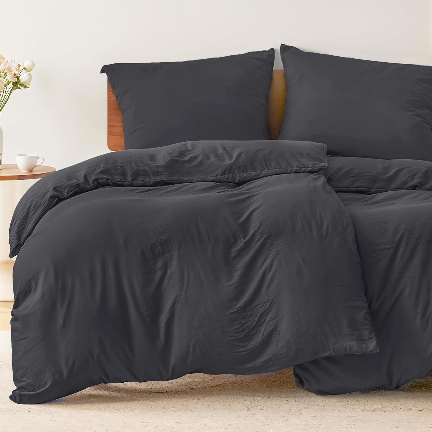 Dreamzie - Bed Linen 155 x 220 cm Set Green - Duvet Cover with 2 Pillowcases 80 x 80 cm - Soft and Easy Care Microfibre - Oeko-Tex