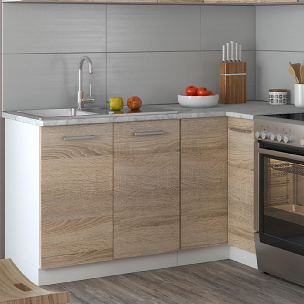 Vicco Rick Corner Kitchen, Anthracite High Gloss/White, 190 x 60 cm, AP Marble