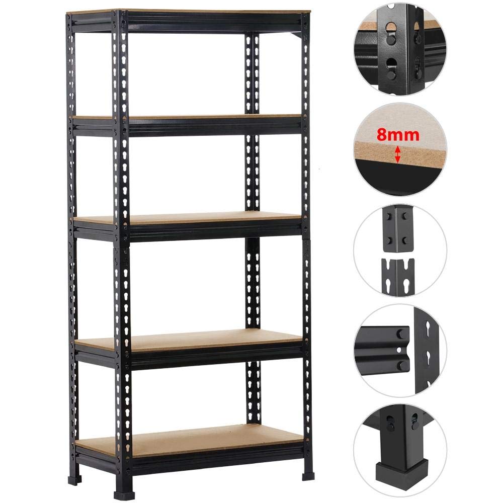 Yaheetech Storage Shelf Heavy-Duty Shelving 150 x 70 x 30 cm 5 MDF Shelves Workshop Shelving Unit 750 kg