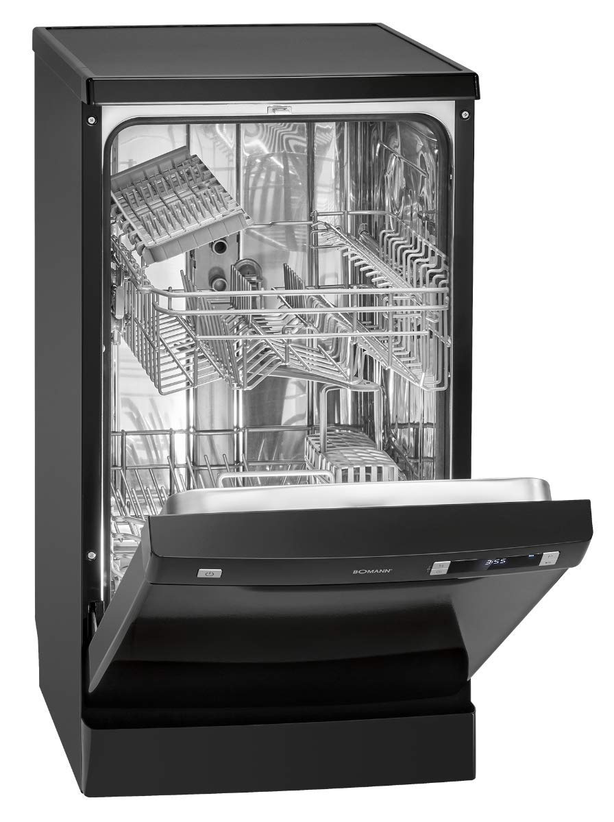 Bomann Dishwasher 45 cm, 10 Place Settings, Dishwasher Stand or Substructure, 7 Programmes & 2 Spray Levels, Dishwasher with Start Dial, Dishwasher Can Be Under-Assembled GSP 7418, Black