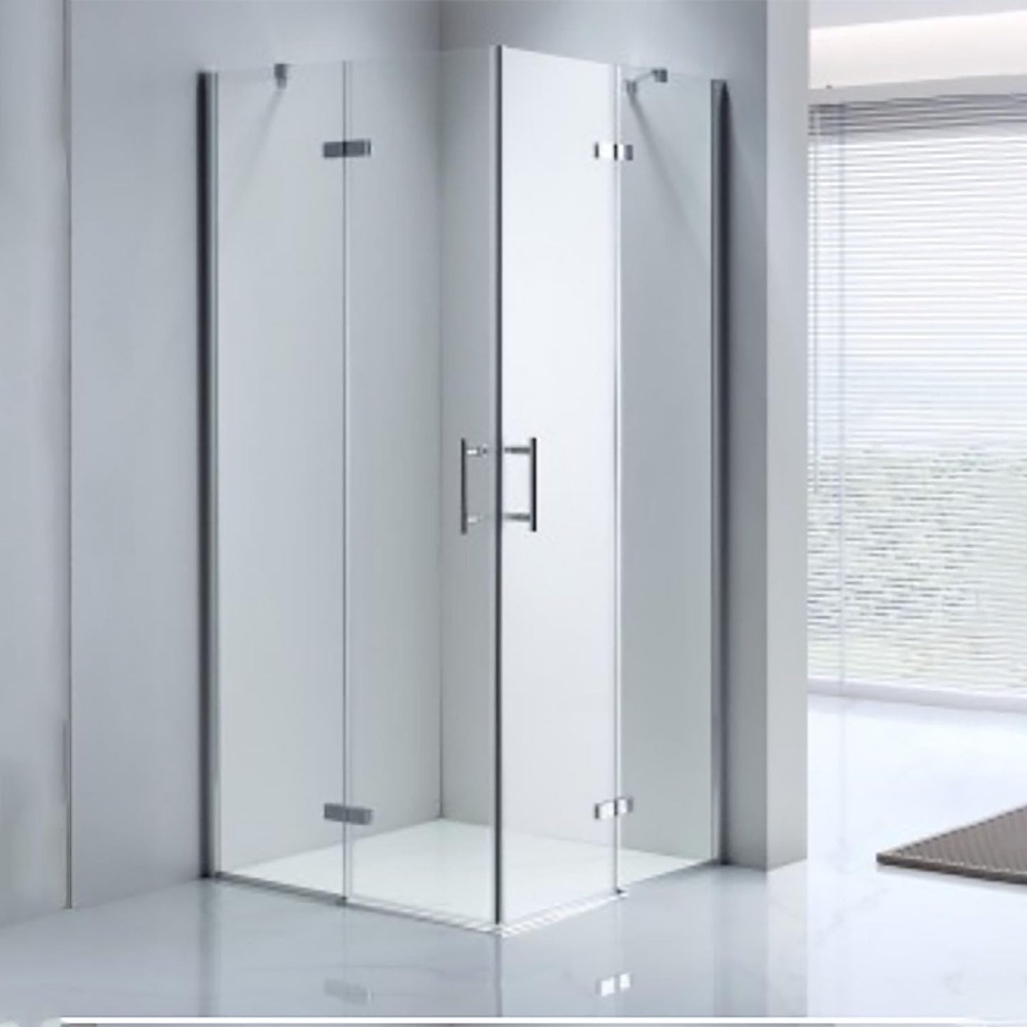 LEMMO Shower Cubicle 70/75/80/90/100 cm Corner Entry 185 cm Height with Swing Doors ESG Glass Folding Door Hinged Door Shower Enclosure Corner Entry (Semi-Foldable, 70 x 80 x 185)