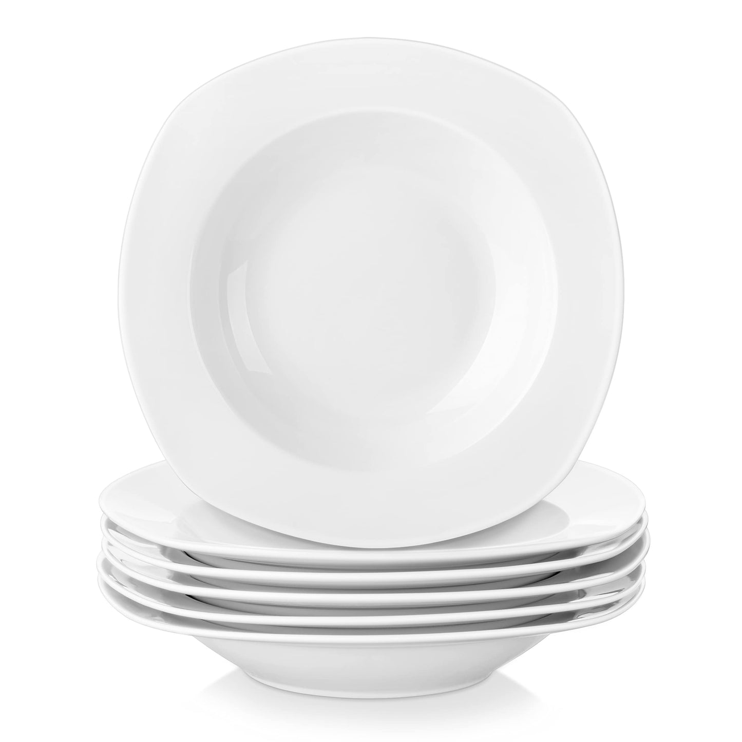 MALACASA Elisa Series Crockery Set for 12 People, 48-Piece Plate Set, Dinner Service Set with 12 Soup Plates, 12 Cake Plates, 12 Dinner Plates and 12 Cereal Bowls, Porcelain Crockery Set in Light Grey